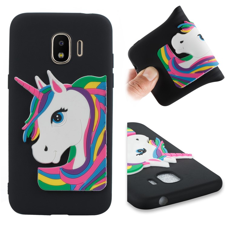 Adorable 3D Unicorn Pattern Soft TPU Case for Samsung Galaxy J2 Pro 2018 - Black-1