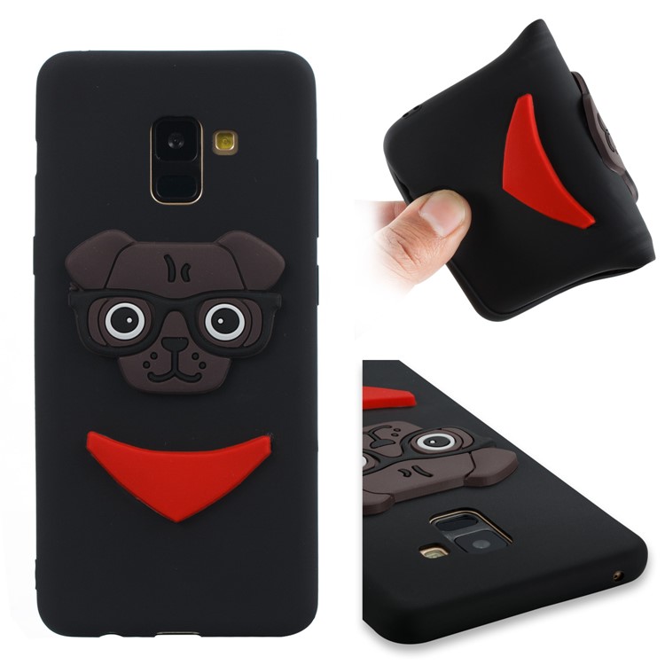 Lovely 3D Dog Pattern TPU Case for Samsung Galaxy A8+ (2018) - Black-1