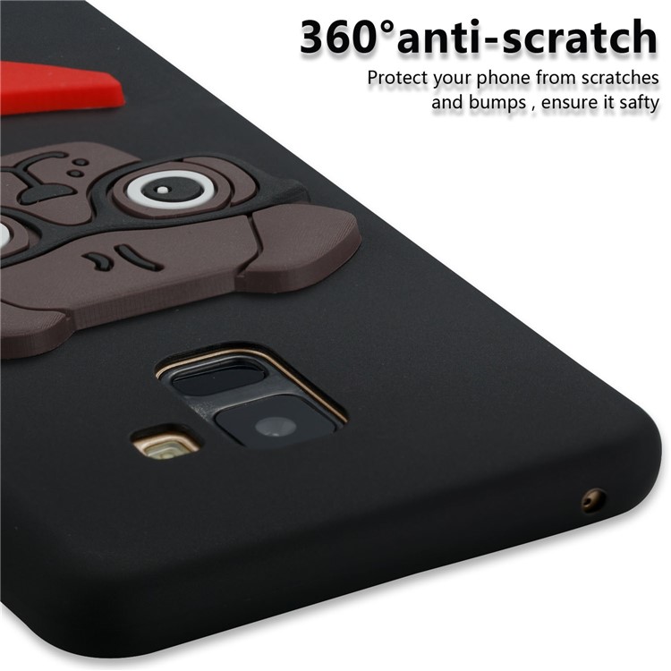 Lovely 3D Dog Pattern TPU Case for Samsung Galaxy A8+ (2018) - Black-2