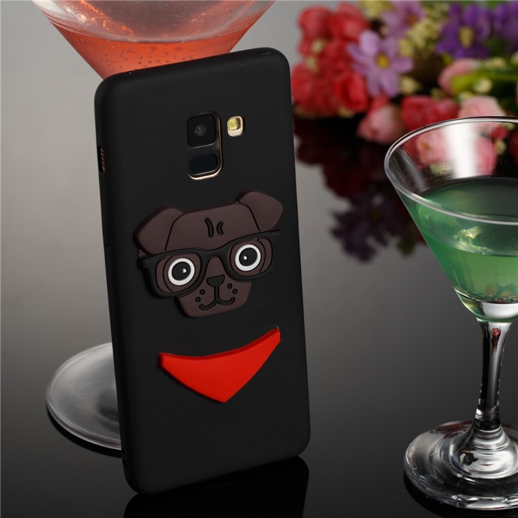 Lovely 3D Dog Pattern TPU Case for Samsung Galaxy A8+ (2018) - Black-3