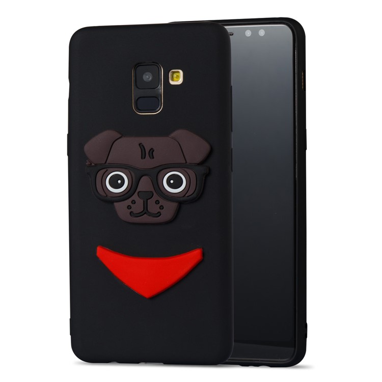 Lovely 3D Dog Pattern TPU Case for Samsung Galaxy A8+ (2018) - Black-4