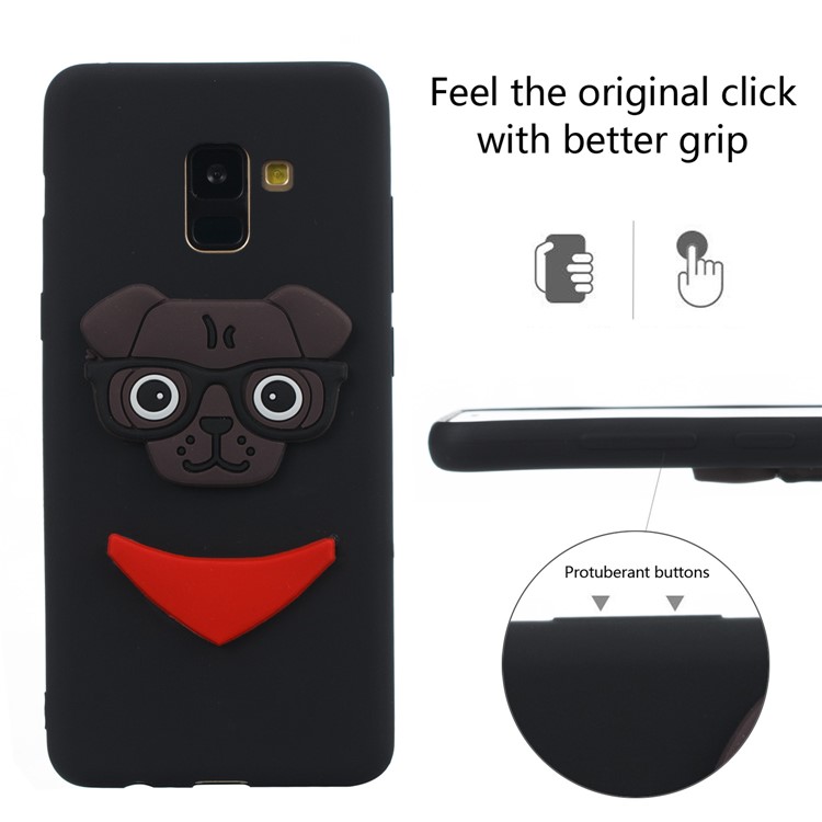 Lovely 3D Dog Pattern TPU Case for Samsung Galaxy A8+ (2018) - Black-6