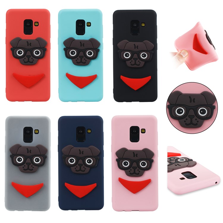 Lovely 3D Dog Pattern TPU Case for Samsung Galaxy A8+ (2018) - Black-7