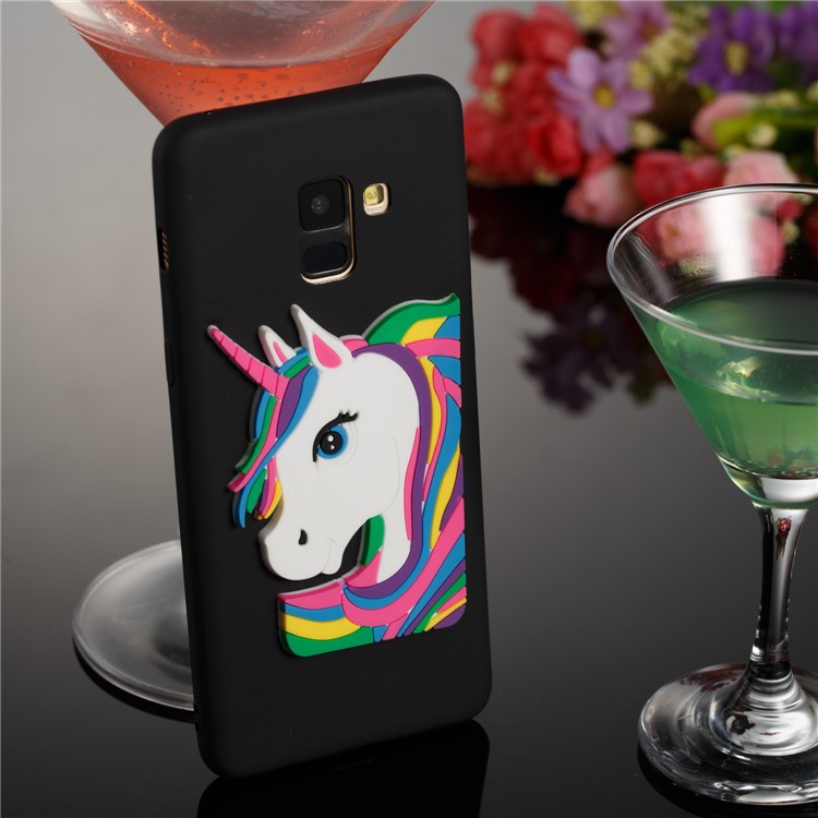 Lovely 3D Unicorn Pattern TPU Case for Samsung Galaxy A8+ (2018) - Black-3