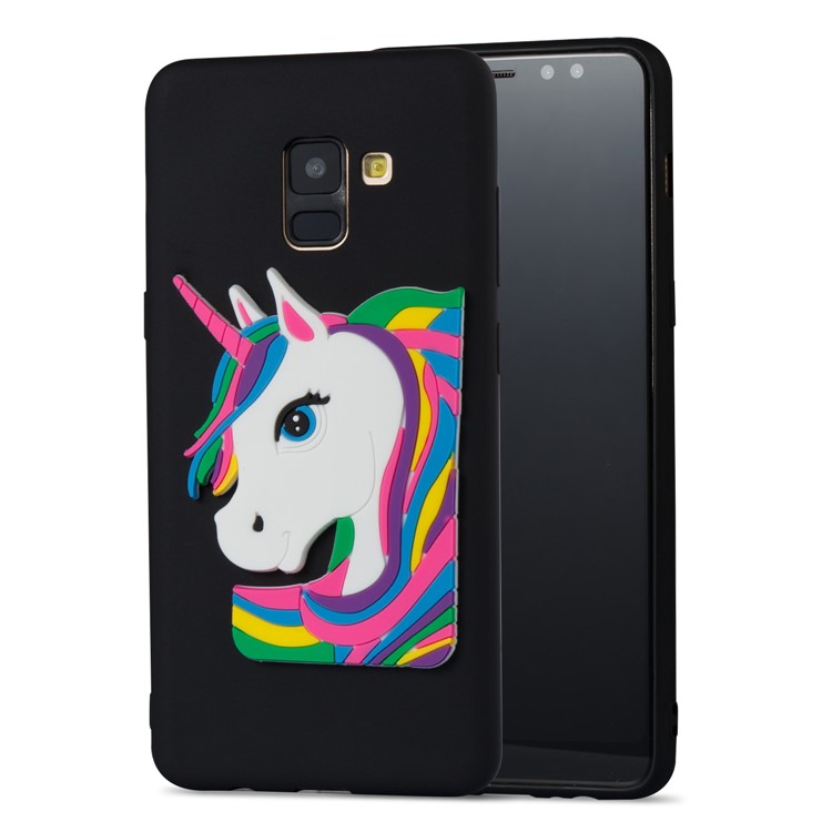 Lovely 3D Unicorn Pattern TPU Case for Samsung Galaxy A8+ (2018) - Black-4