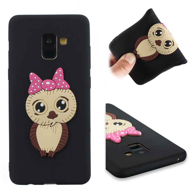 Lovely 3D Owl with Bowknot Pattern TPU Case for Samsung Galaxy A8+ (2018) - Black-1