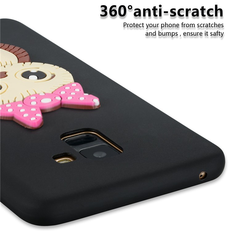 Lovely 3D Owl with Bowknot Pattern TPU Case for Samsung Galaxy A8+ (2018) - Black-2