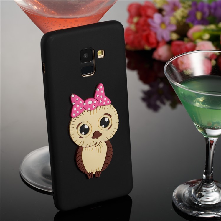 Lovely 3D Owl with Bowknot Pattern TPU Case for Samsung Galaxy A8+ (2018) - Black-3