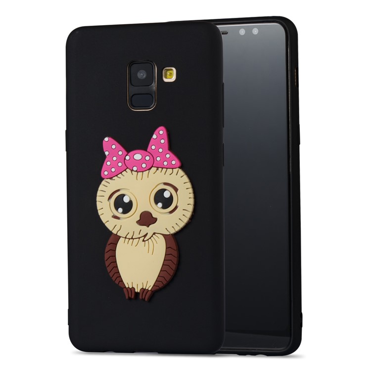 Lovely 3D Owl with Bowknot Pattern TPU Case for Samsung Galaxy A8+ (2018) - Black-4