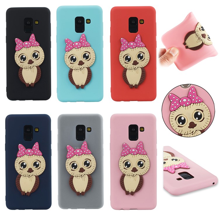 Lovely 3D Owl with Bowknot Pattern TPU Case for Samsung Galaxy A8+ (2018) - Black-7