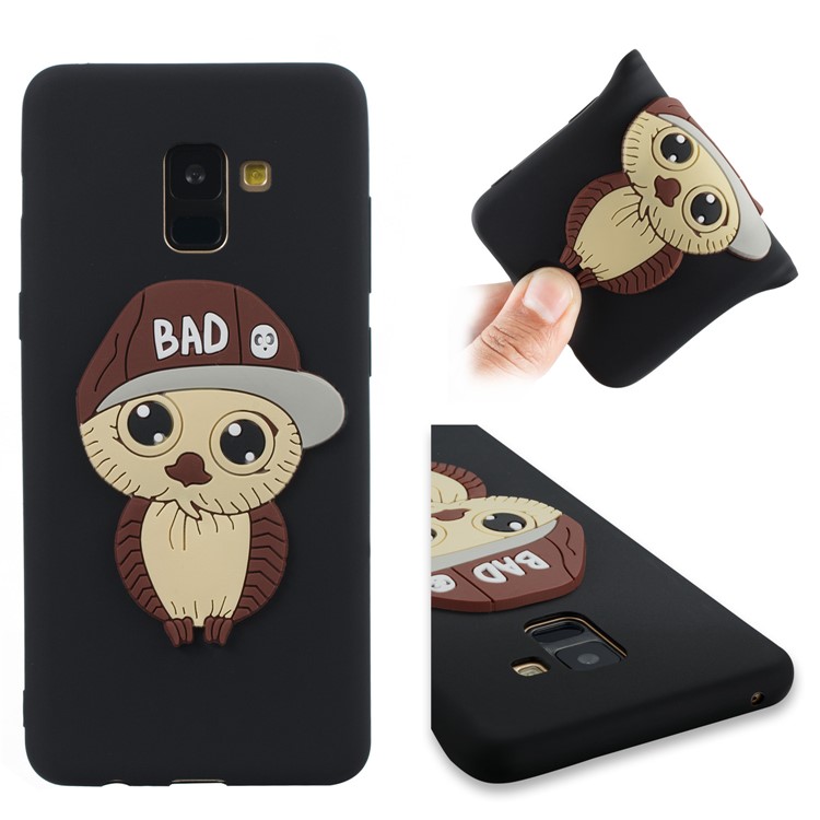 Cute 3D Owl with Cap Pattern TPU Case for Samsung Galaxy A8+ (2018) - Black-2