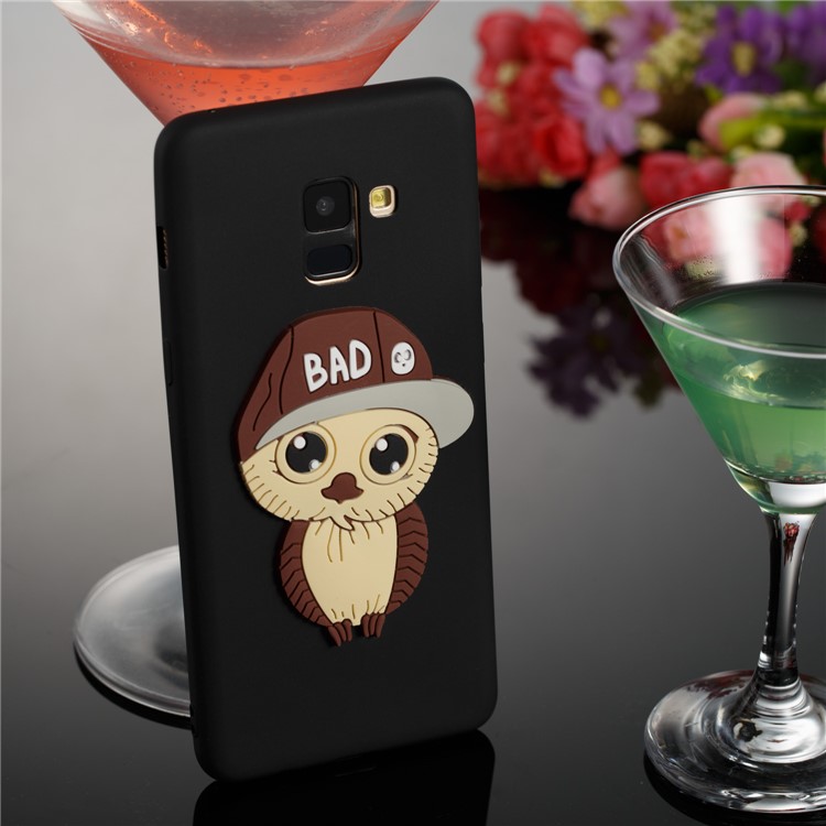 Cute 3D Owl with Cap Pattern TPU Case for Samsung Galaxy A8+ (2018) - Black-4