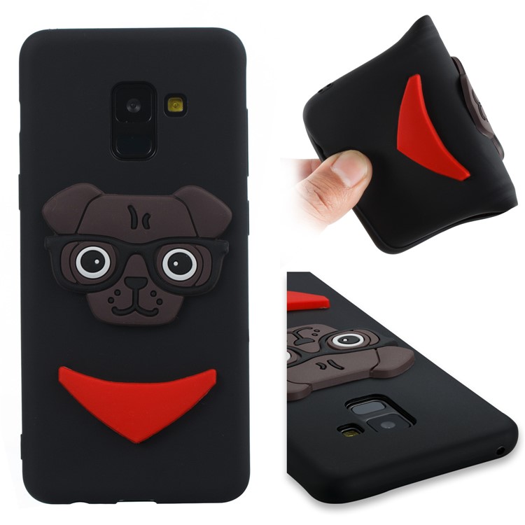 Cute 3D Puppy TPU Cover for Samsung Galaxy A8 (2018) - Black-1