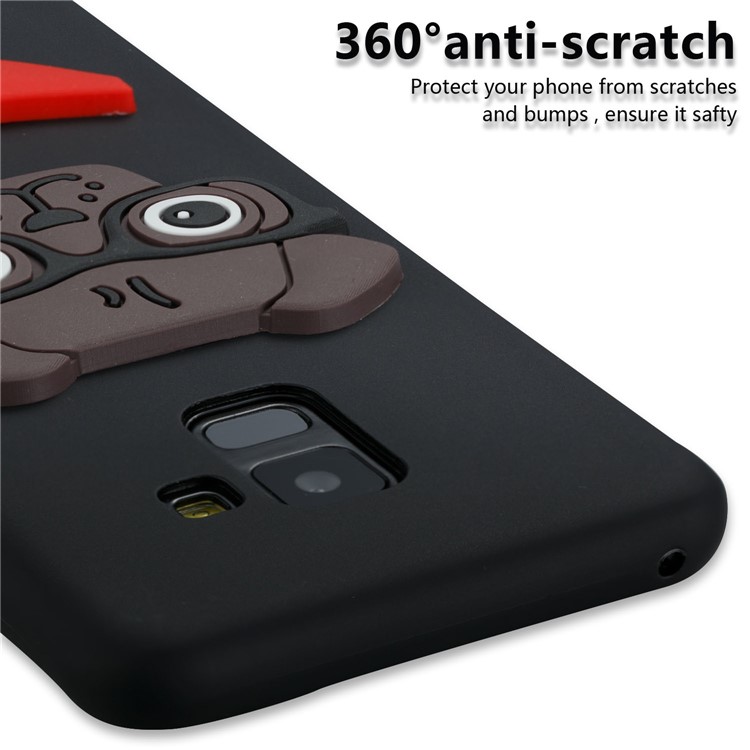Cute 3D Puppy TPU Cover for Samsung Galaxy A8 (2018) - Black-2