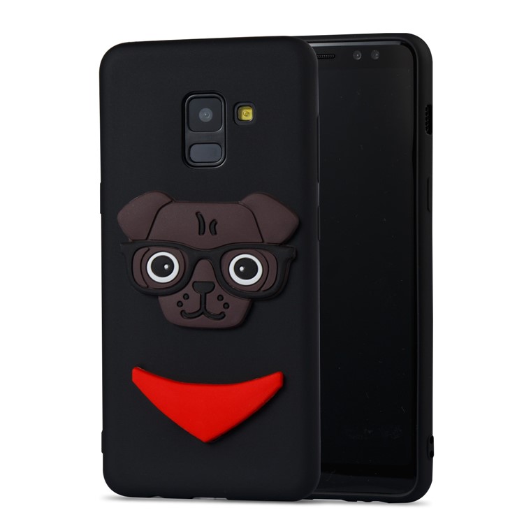 Cute 3D Puppy TPU Cover for Samsung Galaxy A8 (2018) - Black-4
