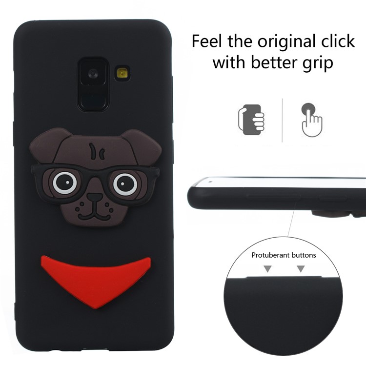 Cute 3D Puppy TPU Cover for Samsung Galaxy A8 (2018) - Black-6