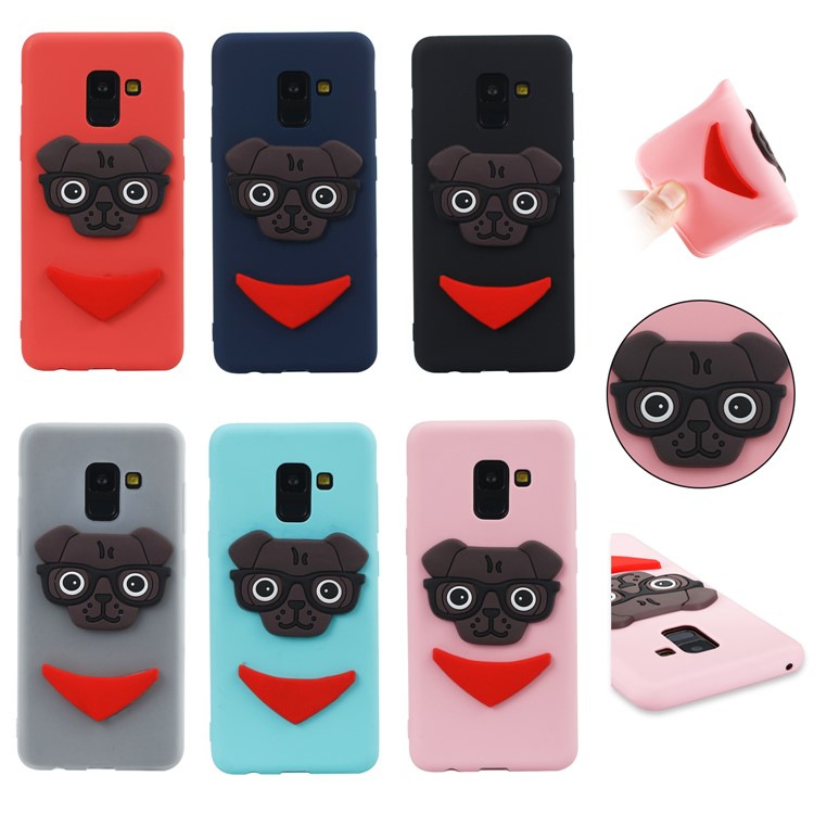 Cute 3D Puppy TPU Cover for Samsung Galaxy A8 (2018) - Black-7