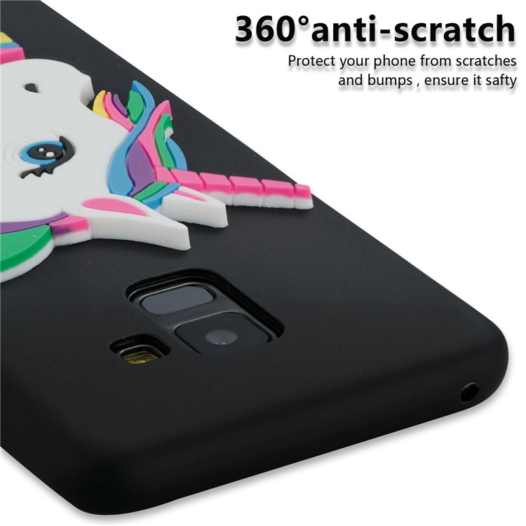 Lovely 3D Unicorn Soft TPU Gel Cover for Samsung Galaxy A8 (2018) - Black-2