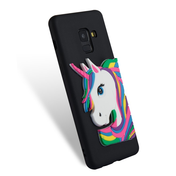 Lovely 3D Unicorn Soft TPU Gel Cover for Samsung Galaxy A8 (2018) - Black-5