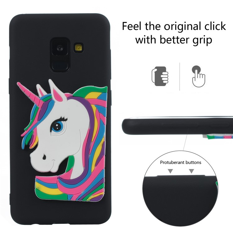Lovely 3D Unicorn Soft TPU Gel Cover for Samsung Galaxy A8 (2018) - Black-6