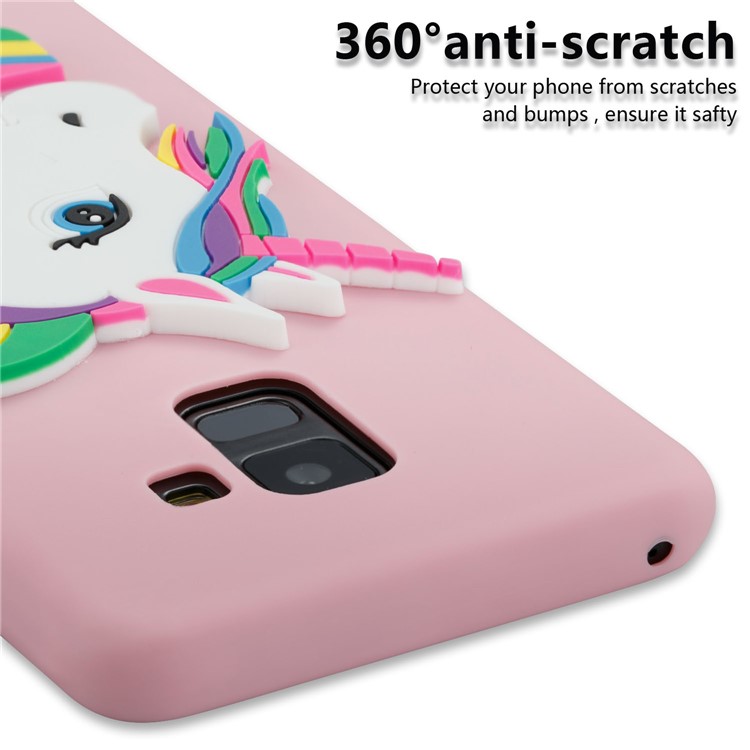 Lovely 3D Unicorn Soft TPU Phone Shell for Samsung Galaxy A8 (2018) - Pink-2