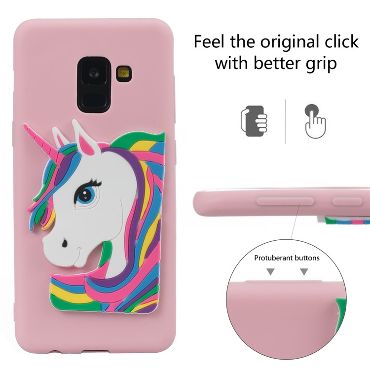 Lovely 3D Unicorn Soft TPU Phone Shell for Samsung Galaxy A8 (2018) - Pink-6