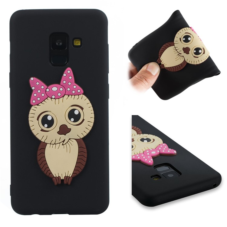 For Samsung Galaxy A8 (2018) Lovely 3D Female Owl with Bowknot TPU Case - Black-1