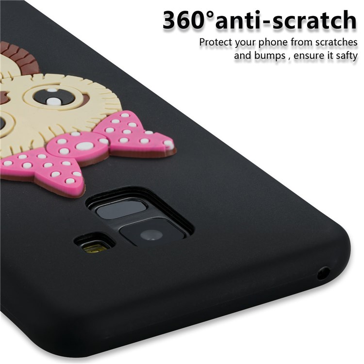 For Samsung Galaxy A8 (2018) Lovely 3D Female Owl with Bowknot TPU Case - Black-2