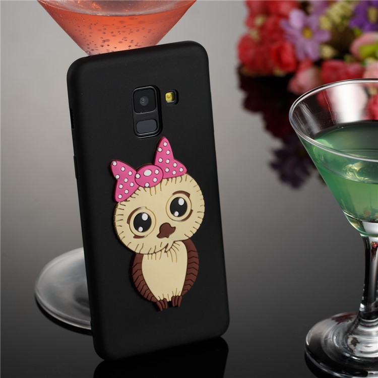 For Samsung Galaxy A8 (2018) Lovely 3D Female Owl with Bowknot TPU Case - Black-3