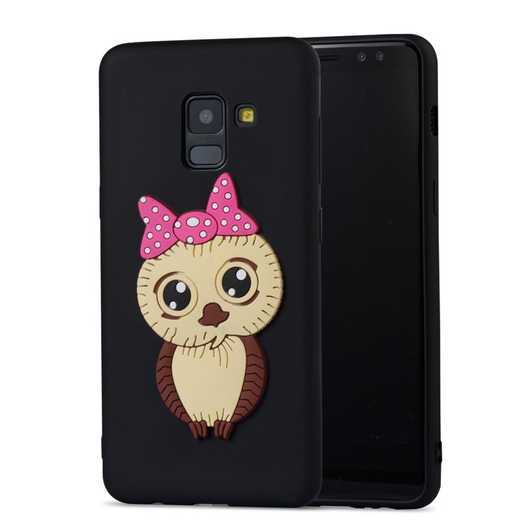For Samsung Galaxy A8 (2018) Lovely 3D Female Owl with Bowknot TPU Case - Black-4