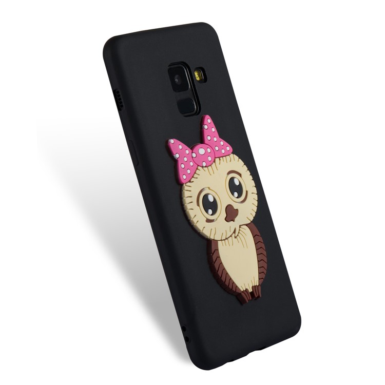 For Samsung Galaxy A8 (2018) Lovely 3D Female Owl with Bowknot TPU Case - Black-5