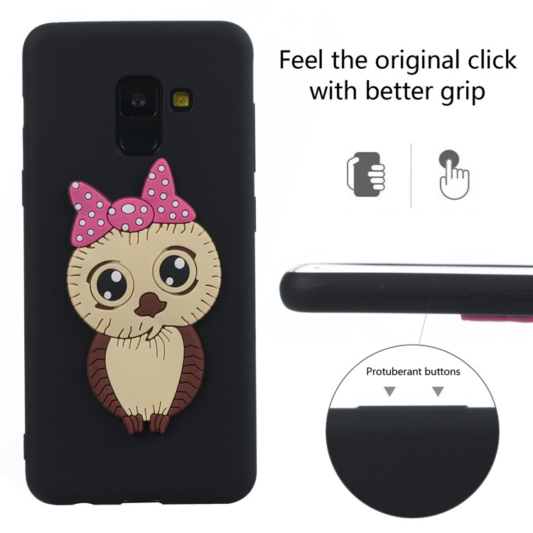 For Samsung Galaxy A8 (2018) Lovely 3D Female Owl with Bowknot TPU Case - Black-6