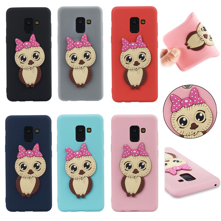 For Samsung Galaxy A8 (2018) Lovely 3D Female Owl with Bowknot TPU Case - Black-7
