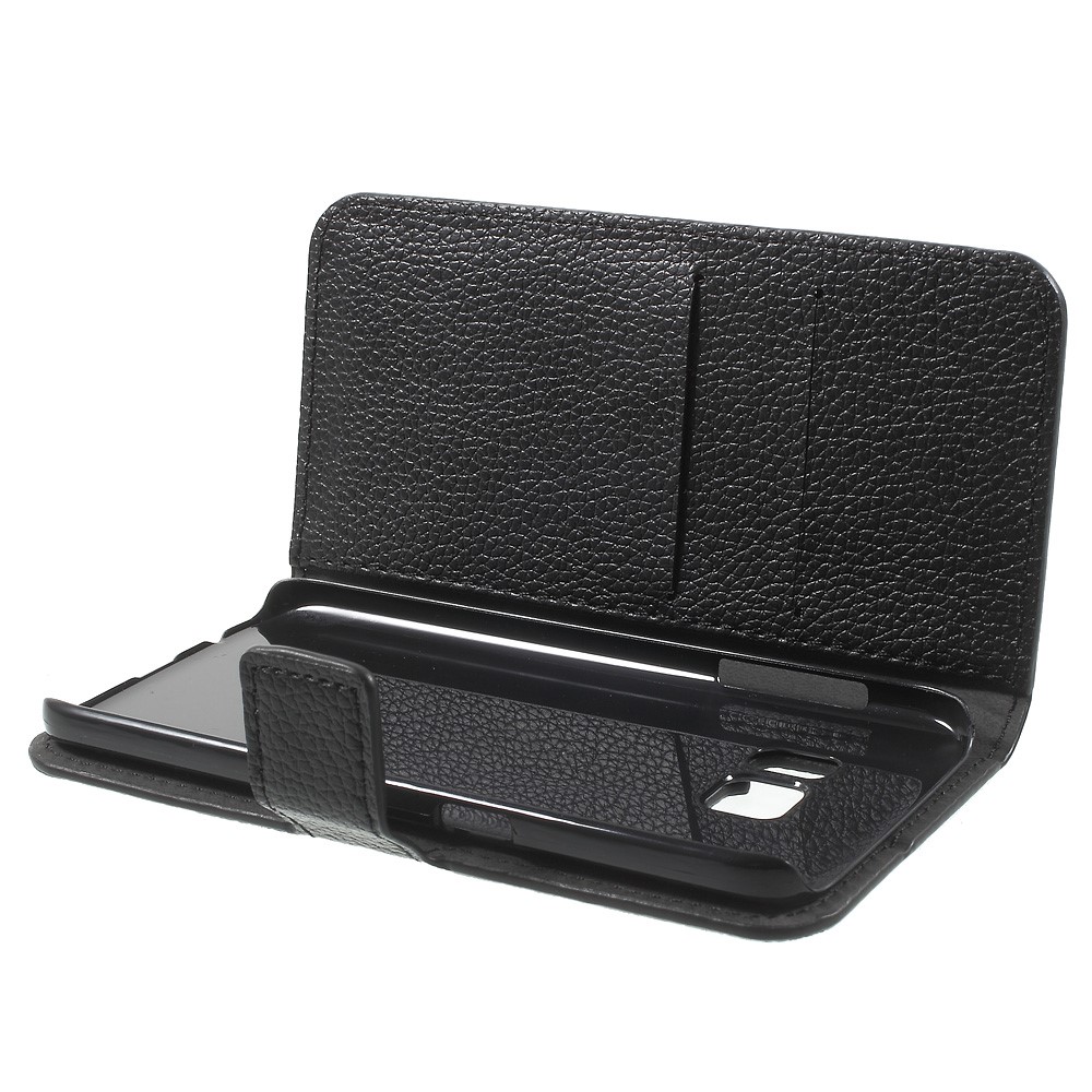 Litchi Wallet Stand Ledertasche Für Samsung Galaxy S7 - Schwarz