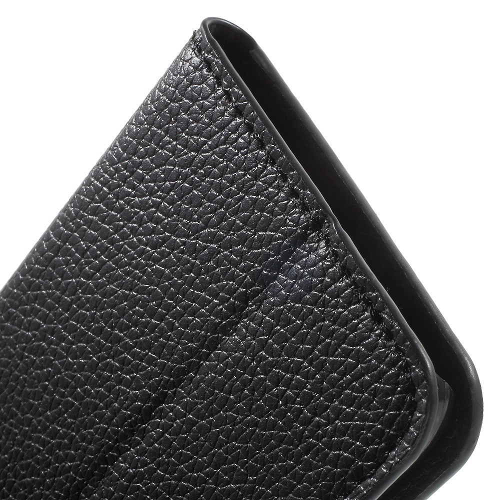 Étui en Cuir de Stand de Portefeuille Litchi Pour Samsung Galaxy S7 - le Noir