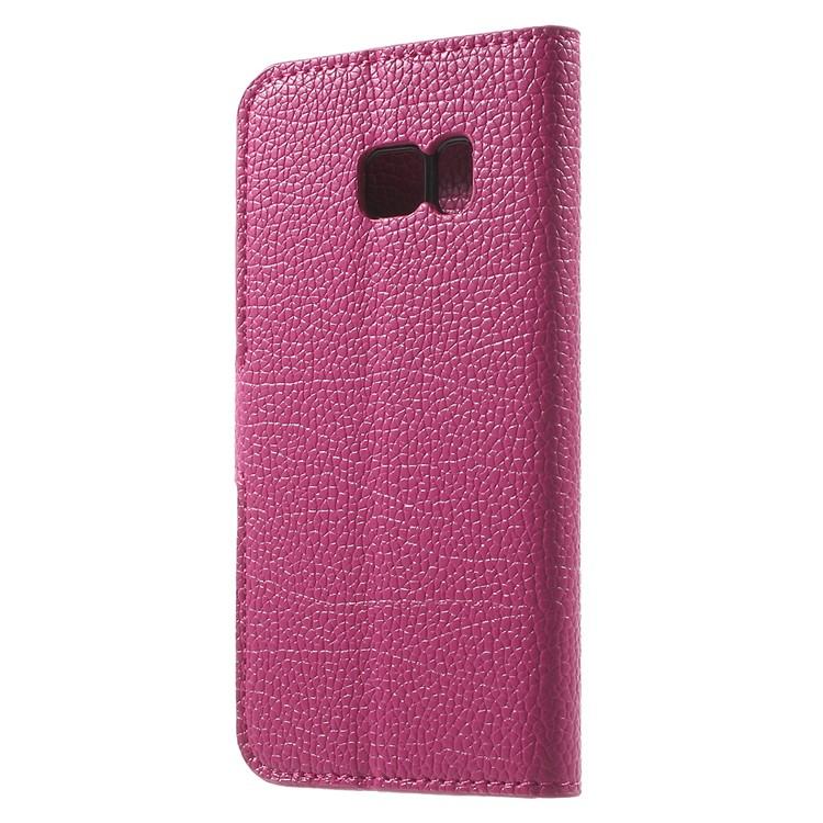 Litchi Wallet Stand Leather Cover for Samsung Galaxy S7 - Rose-2