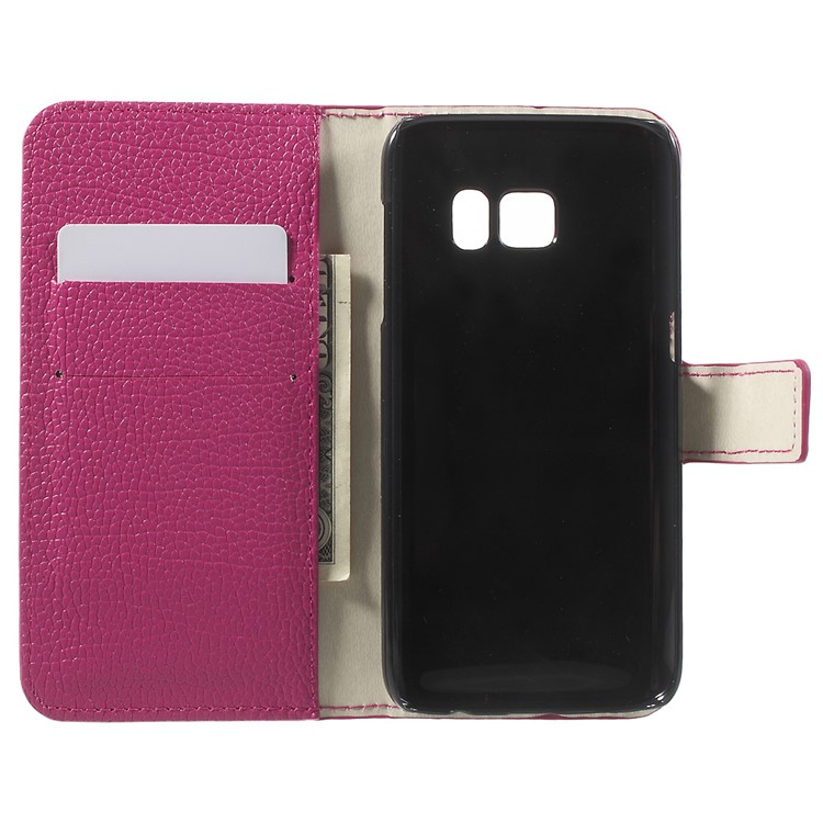 Litchi Wallet Stand Leather Cover for Samsung Galaxy S7 - Rose-4