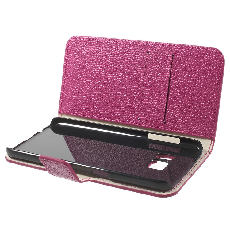 Litchi Wallet Stand Leather Cover for Samsung Galaxy S7 - Rose-5