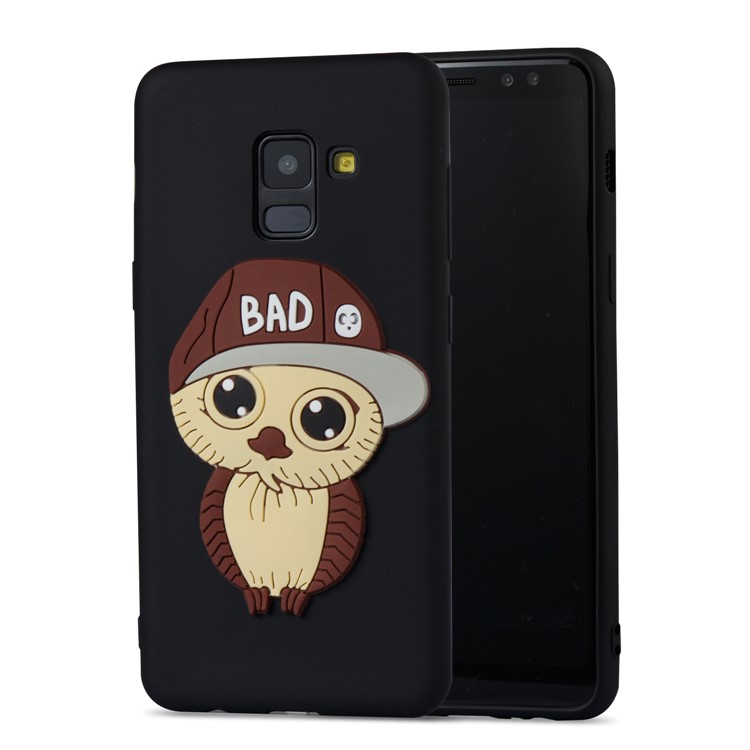 For Samsung Galaxy A8 (2018) Cute 3D Male Owl in Hat TPU Protection Case - Black-5