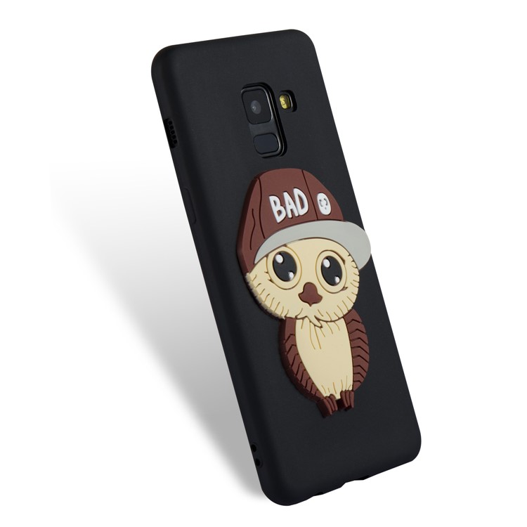 For Samsung Galaxy A8 (2018) Cute 3D Male Owl in Hat TPU Protection Case - Black-6