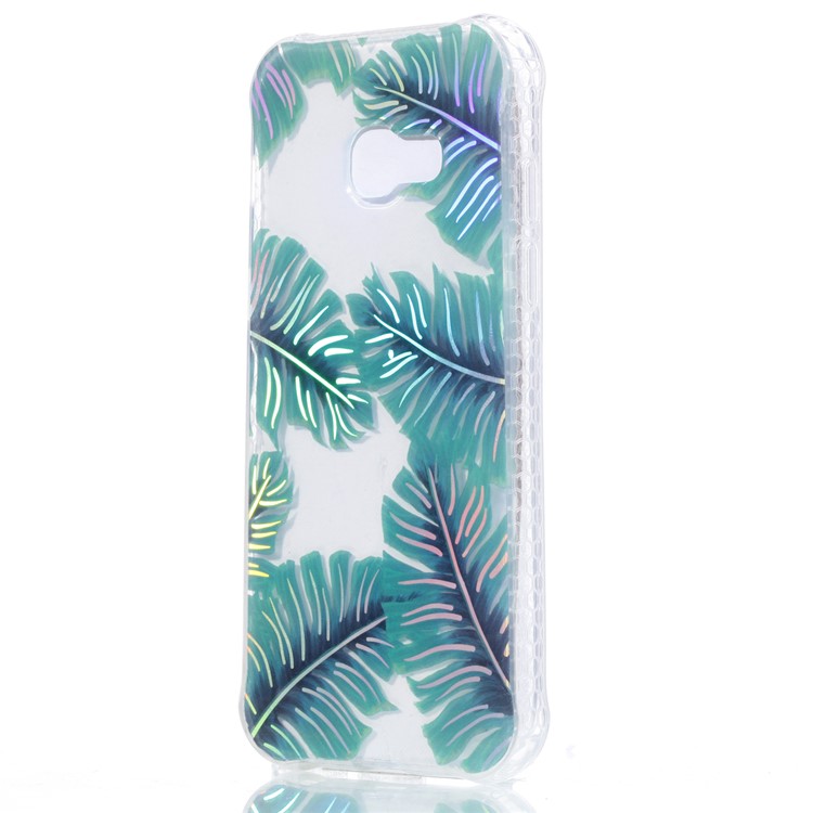 Electroplating IMD Shockproof TPU Cover for Samsung Galaxy A3 (2017) - Green Leaves-3