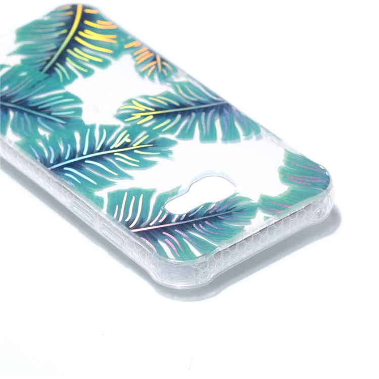 Electroplating IMD Shockproof TPU Cover for Samsung Galaxy A3 (2017) - Green Leaves-5