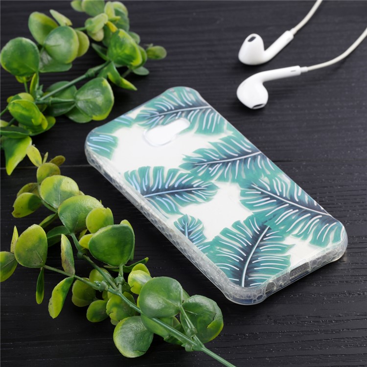 Electroplating IMD Shockproof TPU Cover for Samsung Galaxy A3 (2017) - Green Leaves-6