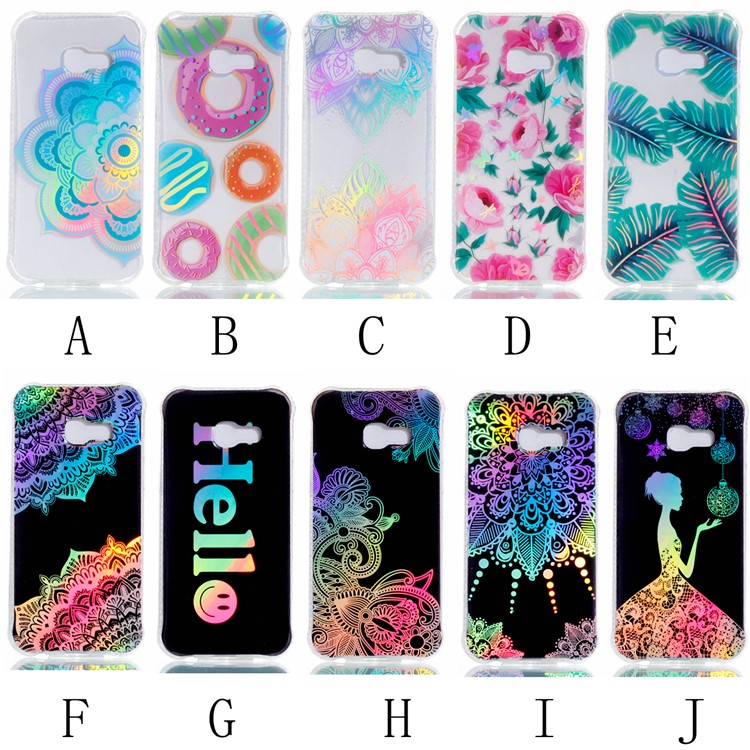 Electroplating IMD Shockproof TPU Cover for Samsung Galaxy A3 (2017) - Green Leaves-9