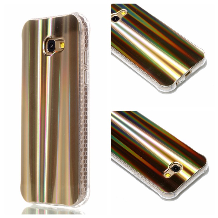 Electroplating IMD Shockproof TPU Gel Case for Samsung Galaxy A5 (2017) SM-A520 - Gold Vertical Stripes-1