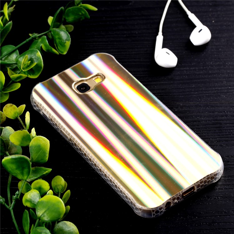 Electroplating IMD Shockproof TPU Gel Case for Samsung Galaxy A5 (2017) SM-A520 - Gold Vertical Stripes-6