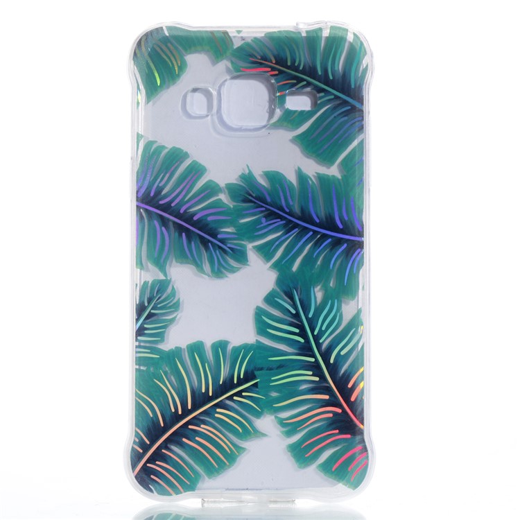Plated IMD Drop-proof TPU Case Cell Phone Accessory for Samsung Galaxy J3 (2016) / J3 - Green Leaves-2