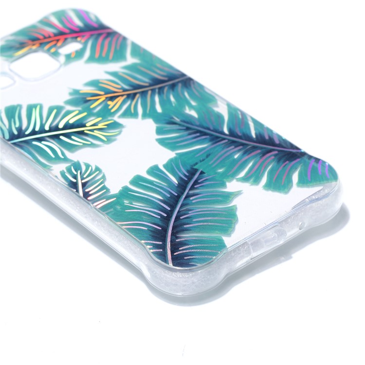 Plated IMD Drop-proof TPU Case Cell Phone Accessory for Samsung Galaxy J3 (2016) / J3 - Green Leaves-4