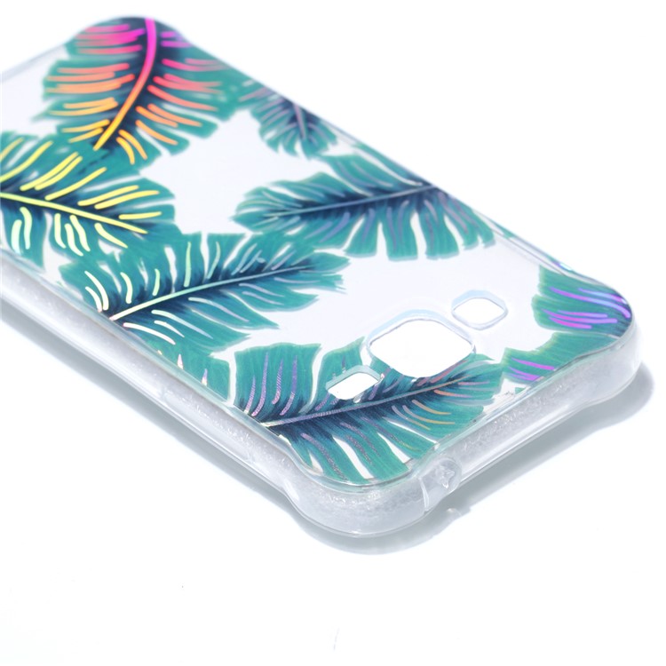 Plated IMD Drop-proof TPU Case Cell Phone Accessory for Samsung Galaxy J3 (2016) / J3 - Green Leaves-5