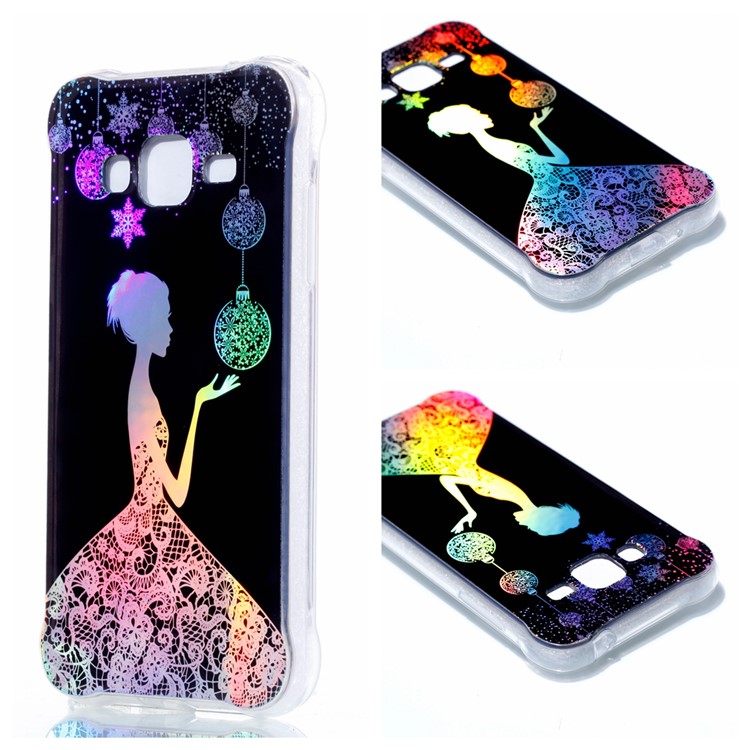 Plated IMD Drop-proof TPU Gel Cell Phone Case for Samsung Galaxy J3 (2016) / J3 - Pretty Girl-1